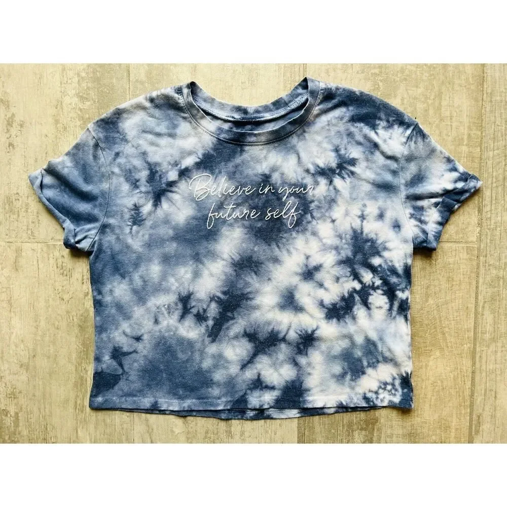 JUSTICE Girls Youth Tie Dye Crop Top T-Shirt Tee BELIEVE IN YOUR FUTURE SELF 6